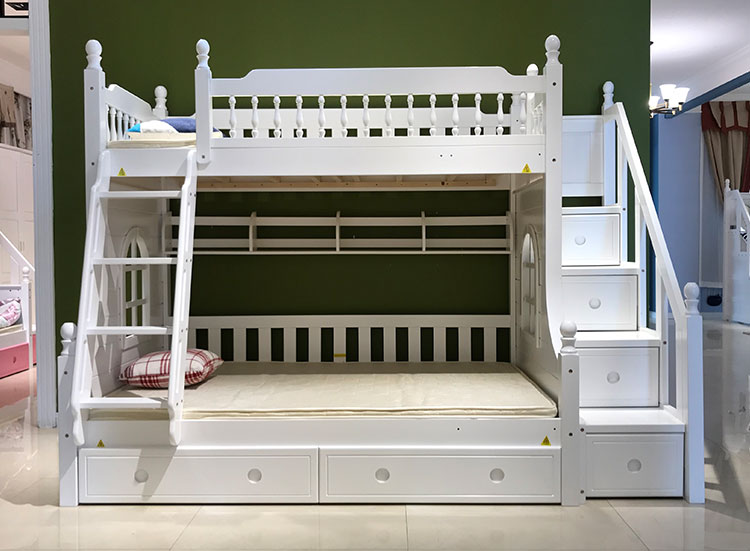 橡膠木羅馬柱小房子美式高低床