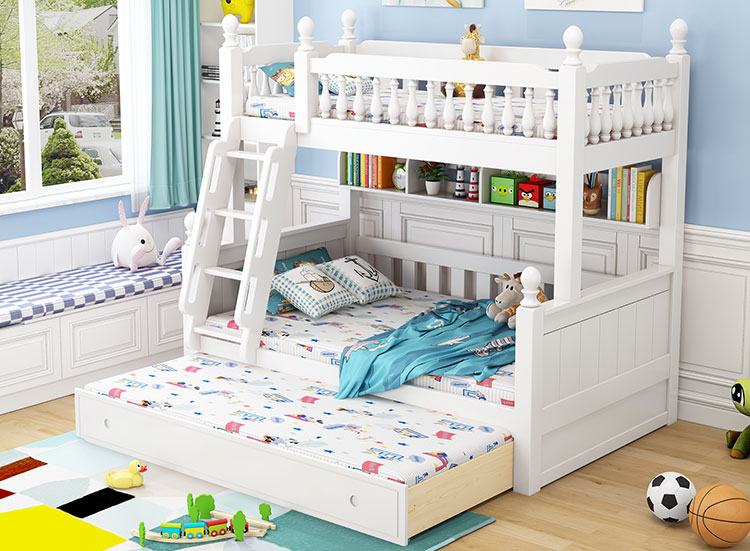 橡膠木羅馬柱爬梯子母床